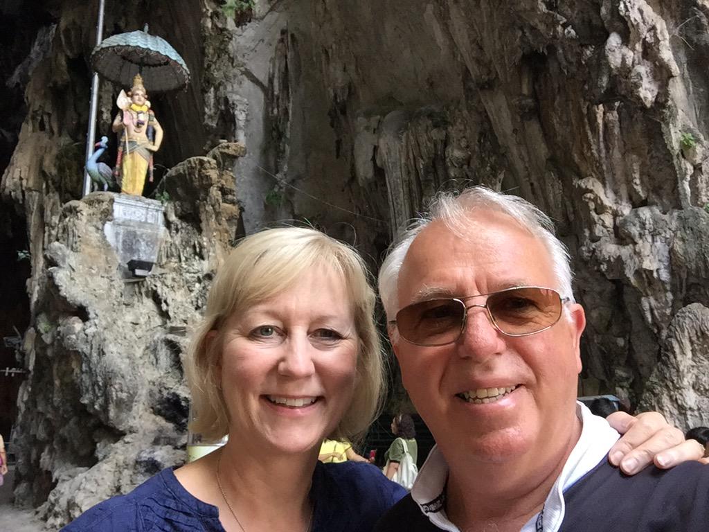 ColinMStagg's tweet photo. Gilly &amp; me at Batu caves KL http://t.co/WmFnapemGX