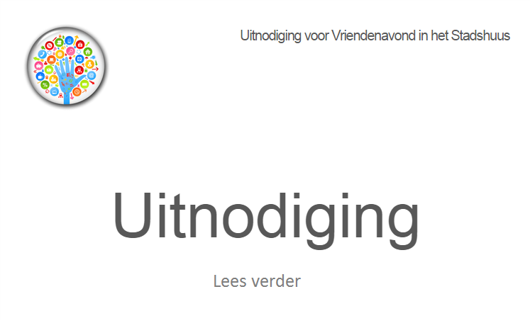 Uitnodiging: 24 juni organiseert het <a href="/Stadshuus/">Stadshuus</a> vanaf 19:00 uur een vriendenavond. Lees verder goo.gl/Ng5mWO