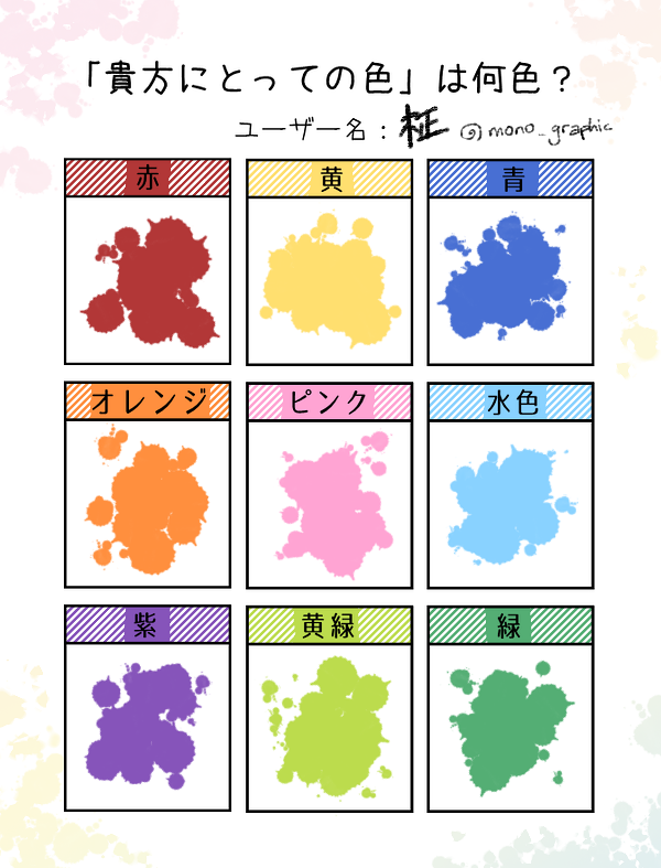 面白そうだったのでやってみた。よく使っているベース色。
#私にとっての色はこの色 

全体的にちょっと明度低めだね。 