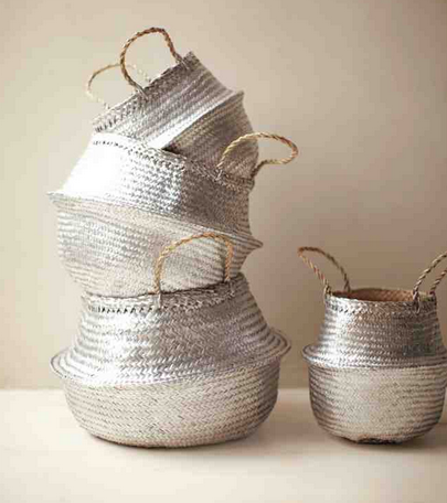 InchicDesigns's tweet photo. How about this for a Sunday #diy project? spray-painted silver baskets created in minutes! http://t.co/0folqmMIbM http://t.co/PNpwnioWV9