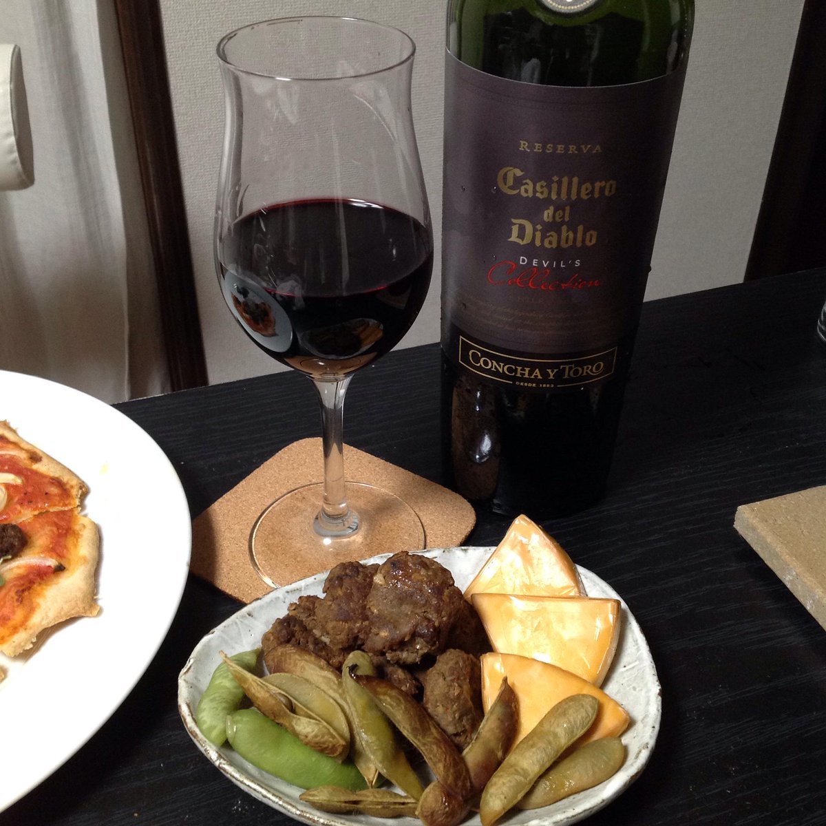 晩御飯〜（≧∇≦）燻製はチョリソとチーズと枝豆！うまし！