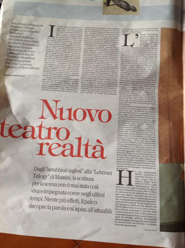 ilMorabito's tweet photo. Che ne è della #drammaturgia oggi? C'e' un #teatrodelreale? La versione di @bentivoglio_l su #Rcult http://t.co/tksQ29xu0x