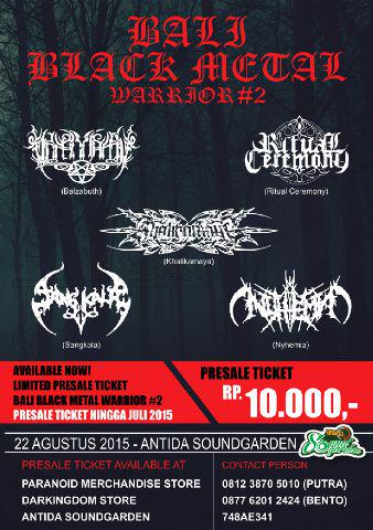 @Info_Singaraja (@info_singaraja) on Twitter photo Coming soon #BaliBlackMetal Warrior #2 Presale Ticket only 10K 22 Agustus at <a href="/soundgardenbali/">antida sound garden</a> cc <a href="/BaliGigs/">Info Gigs Bali</a> Coming soon #BaliBlackMetal Warrior #2 Presale Ticket only 10K 22 Agustus at <a href="/soundgardenbali/">antida sound garden</a> cc <a href="/BaliGigs/">Info Gigs Bali</a>