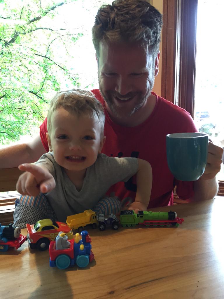 heidibmuller's tweet photo. #levicooper loves morning coffee with @AdamKuhn :) http://t.co/p3Iv05pG1g