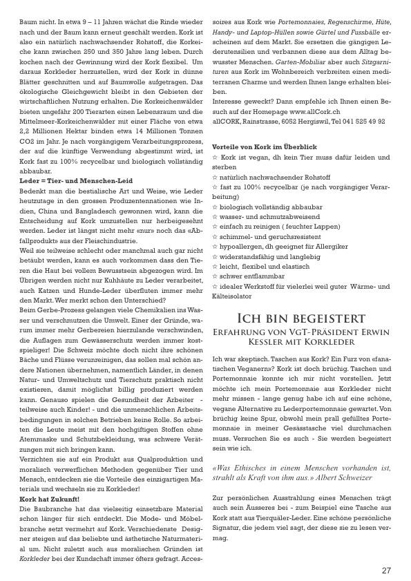 allCORK_ch's tweet photo. Der Verein gegen Tierfabriken hat in seiner aktuellen Zeitschrift über uns und Korkleder berichtet. Vielen Dank! http://t.co/Sr2zWamnb8