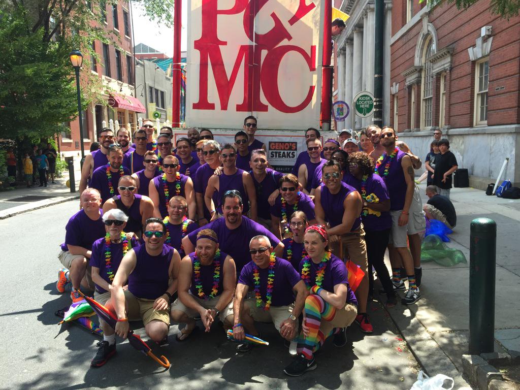 GenoPHL's tweet photo. Prepping for the parade @PhilaGMC great weather and lots of support #phillypride2015 http://t.co/mYZ1Gj1Dmz