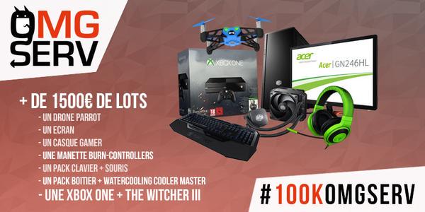 OMGSERV's tweet photo. #100kOMGSERV 
On vous donne maintenant rendez-vous mercredi pour l'ultime lot ! 
Une @XboxFR One + The Witcher 3 ! http://t.co/MXJskx5XeN