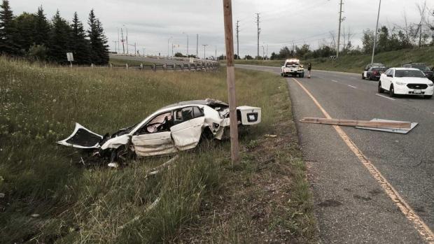 CP24's tweet image. Police have identified the victim in a fatal single-vehicle crash in Brampton this morning as Phillip Bozanis, 25.
