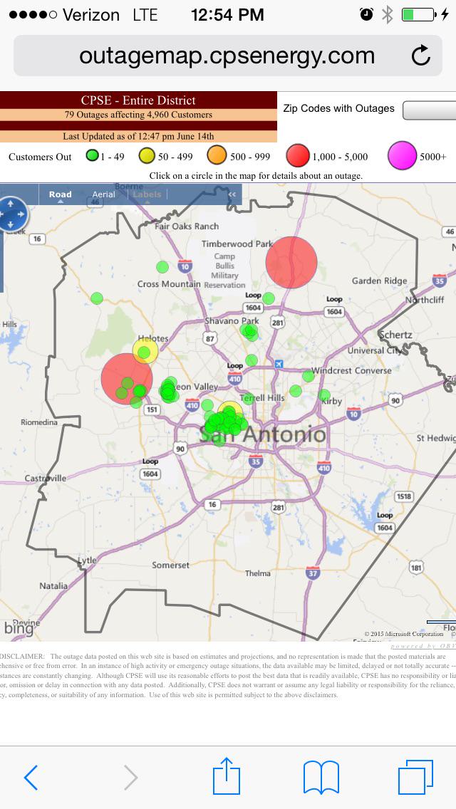 Cps San Antonio Power Outage Map Map