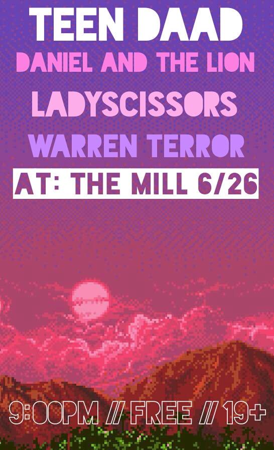teendaad's tweet photo. We're playing a show @TheMilliowacity w/ @datlband + @WarrenTerror + ladyscissors 6/26 FREE SHOW 😸👀💃💋 http://t.co/lGfXwHHGtr