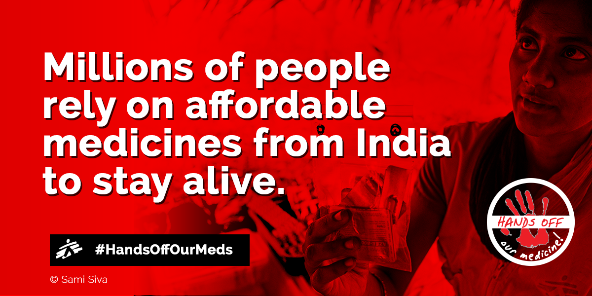 MSF_USA's tweet photo. Unite to keep #worldpharmacy open! Send your message to @PMOIndia @CimGOI http://t.co/W92XtRVGX4 #HandsOffOurMeds http://t.co/ZpaxC8azOs