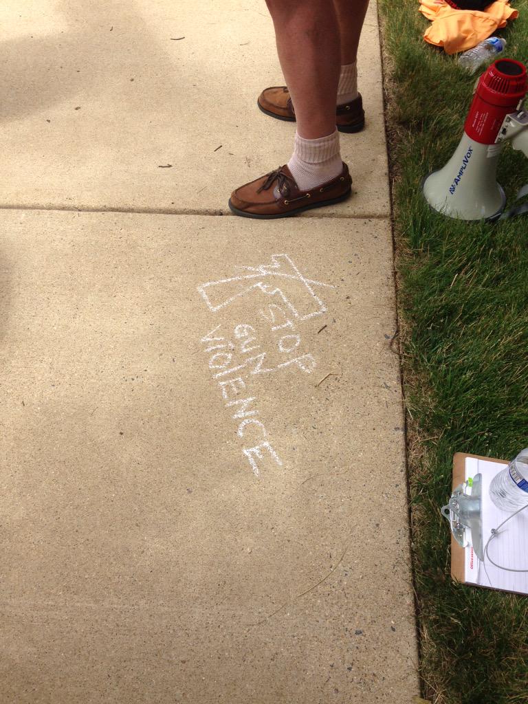 _VRGL's tweet image. Chalk markings Stop #GunViolence outside of @NRA headquarters #nraprotest