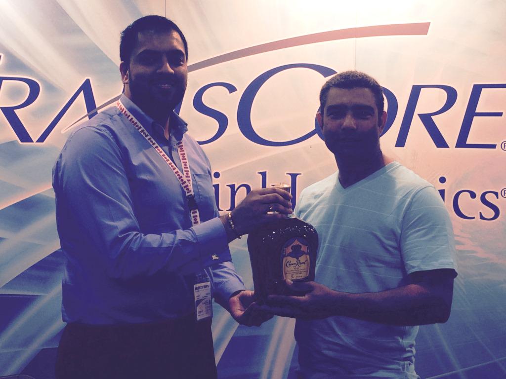 loadlink's tweet image. Congrats to Mr. Sohal who won 3,000ml of #CrownRoyal just for stopping by the #TransCore booth at #APNATruckShow2015.