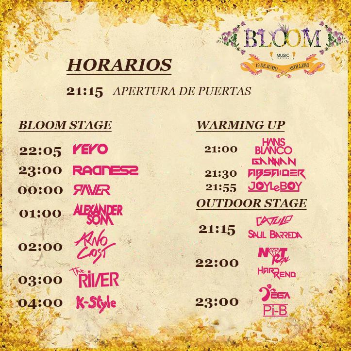BloomMusicFest's tweet photo. • HORARIOS DJ'S BLOOM MUSIC FESTIVAL 🎉 🌺 🎵 🎊 http://t.co/X24fo4C3MT