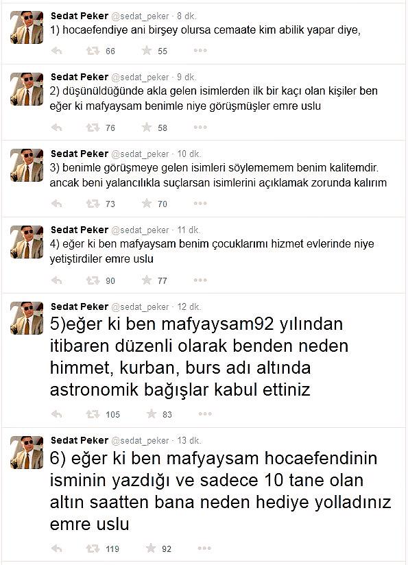 Sedat Peker'dan Emre Uslu'ya cevap :"5)eğer ki ben mafyaysam92 yılından itibaren..." turkiyegazetesi.com.tr/gundem/278815.…