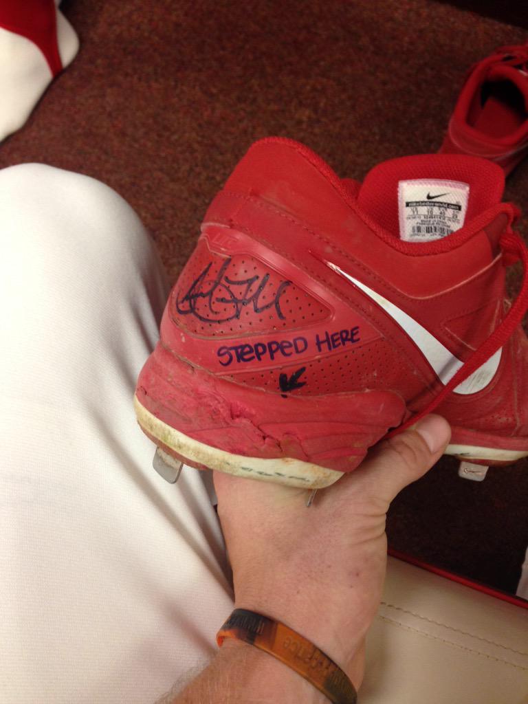 4Butler4's tweet image. @Stuivailala doesn't know how to walk without cleating me. So I made him sign them for a give away. Retweet to win.