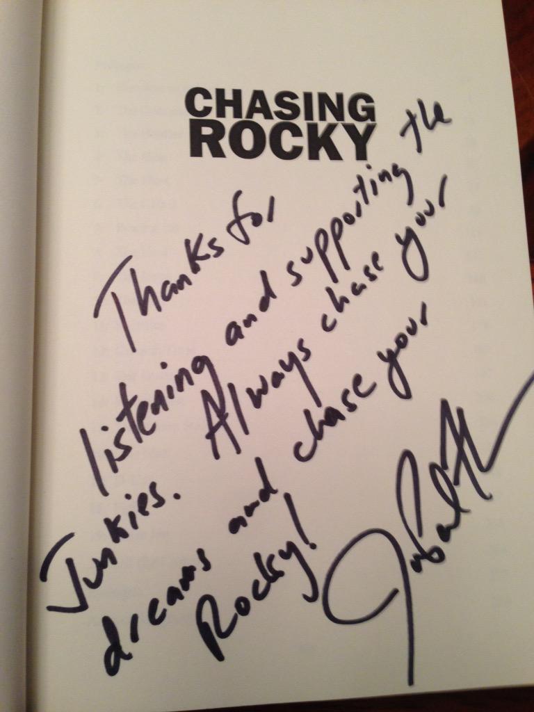 DCSportsFanJohn's tweet photo. @GlassJoeJP Enjoyed reading your book! I'd recommend it to not only Junkies fans, but any sports fan. #ChasingRocky http://t.co/X81UI7Qw61