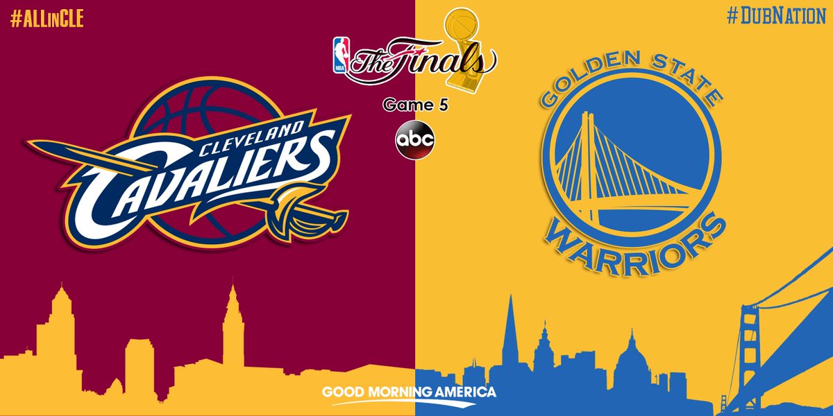 GMA's tweet image. Game 5 of the #NBAFinals starts NOW on @ABC!

Retweet if you're watching #GSW take on #CLE!