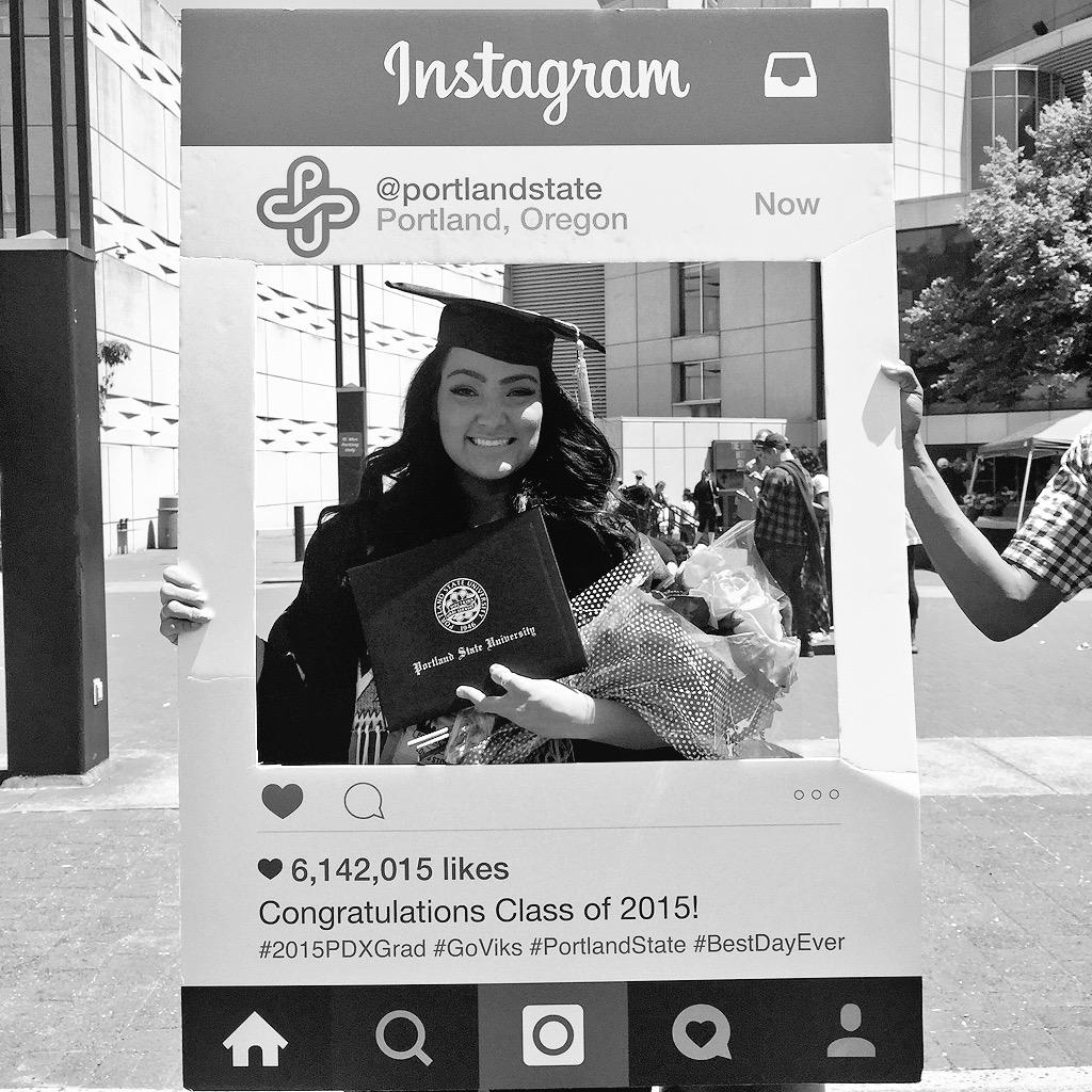 Portland_State's tweet photo. Diploma in hand: check. Bright future ahead: check. Big smile for Instagram: check. Way to go grads! #2015PDXGrad http://t.co/7gi5880yBi