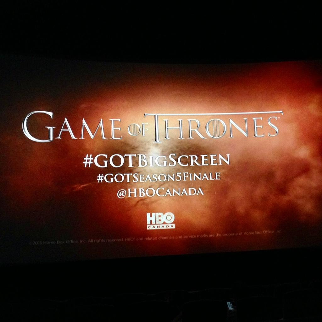 talkmoviestome0's tweet photo. #GOTSeason5Finale had me on the edge of my seat till the end! Thx @HBOCanada & @FRCEVENTS! #GOTBigScreen http://t.co/G8L1nngEx8