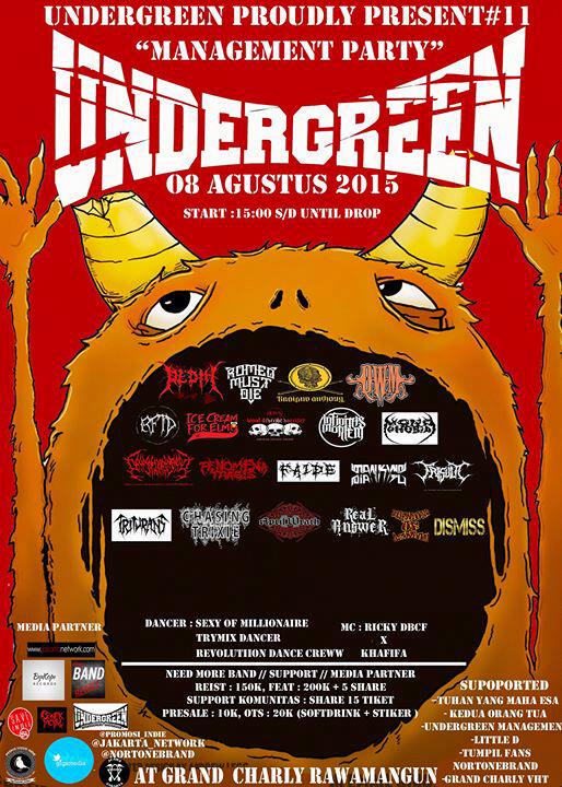 @UNDERGREEN_EO present #11 " Management Party " on Agustus | Open Band Regist :150k Feat : 250k CP: 54BF3625 #JAKARTA