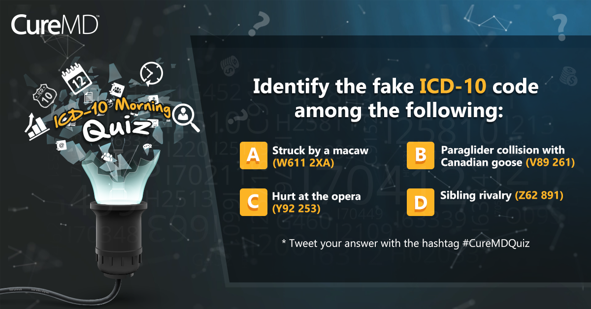smith_amanda1's tweet photo. Started your #ICD10 training yet? Here's a #CureMDQuiz for you. Do check out our #ICD10 ebook: http://t.co/xrdpWiZ5qx http://t.co/w7AnC08niY