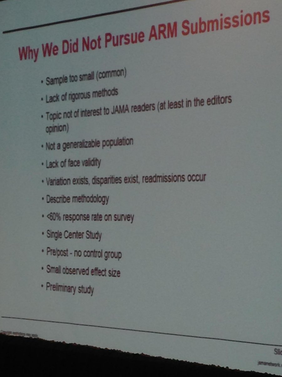 Very helpful summary of why HSR <a href="/AcademyHealth/">AcademyHealth</a> papers r not accepted. #arm15