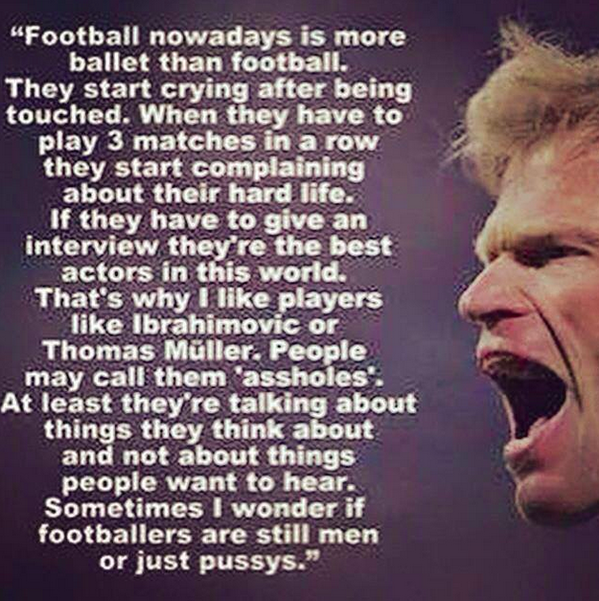 Happy 47th birthday to Oliver Kahn. This is what the former Bayern goalkeeper thinks of football nowadays. 