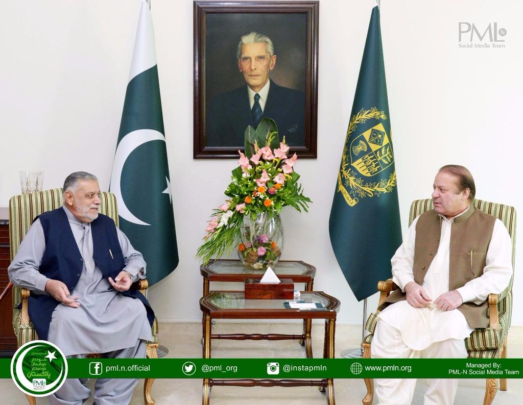 Former PM Mir Zafarullah Khan Jamali met PM Muhammad Nawaz Sharif at the PM House.
