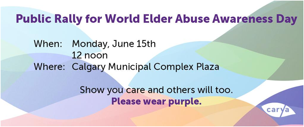 cityofcalgary's tweet photo. At noon today, join the public rally to end elder abuse and neglect. Details http://t.co/999V7hl8yq #WEAAD http://t.co/Rzg504wtcB