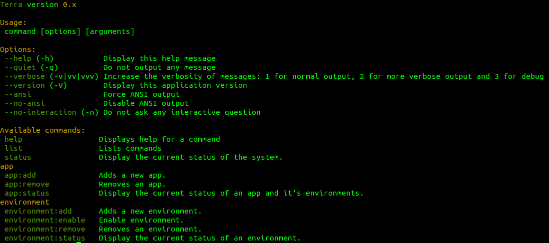 Terra command line interface