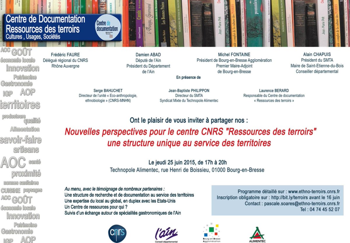 AnthropoFood's tweet photo. Nouvelles perspectives pour le centre CNRS "Ressources des terroirs". Rendez-vous le jeudi 25 juin à Bourg-en Bresse http://t.co/fniZLrfQUG