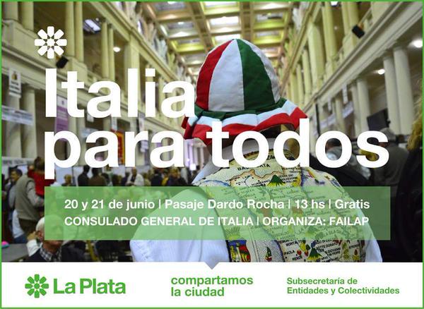 Se viene #ItaliaParaTodos en el #PasajeDardoRocha. Comidas típicas, artesanías, danzas, música y más #Gratis