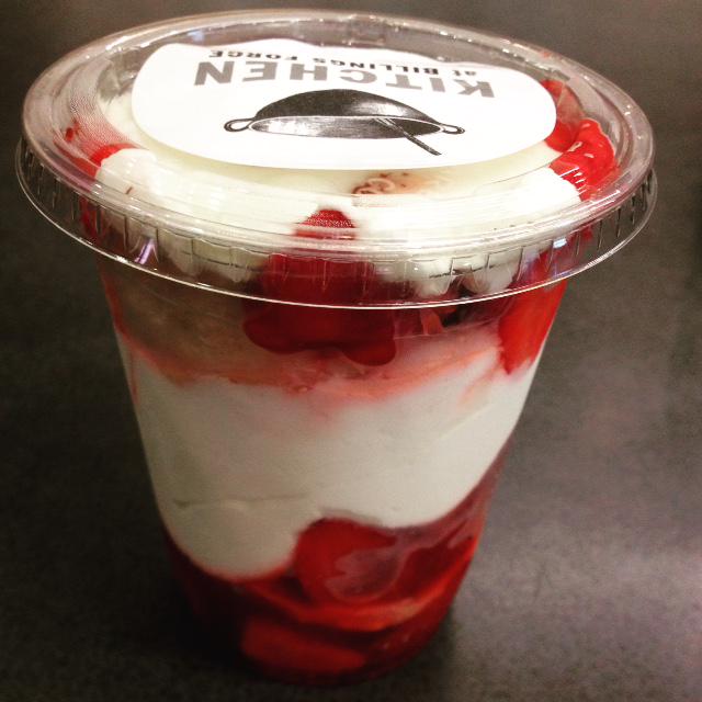 Strawberry Shortcake w/ basil whipped cream now available! #Strawberries #local #Billingsforge