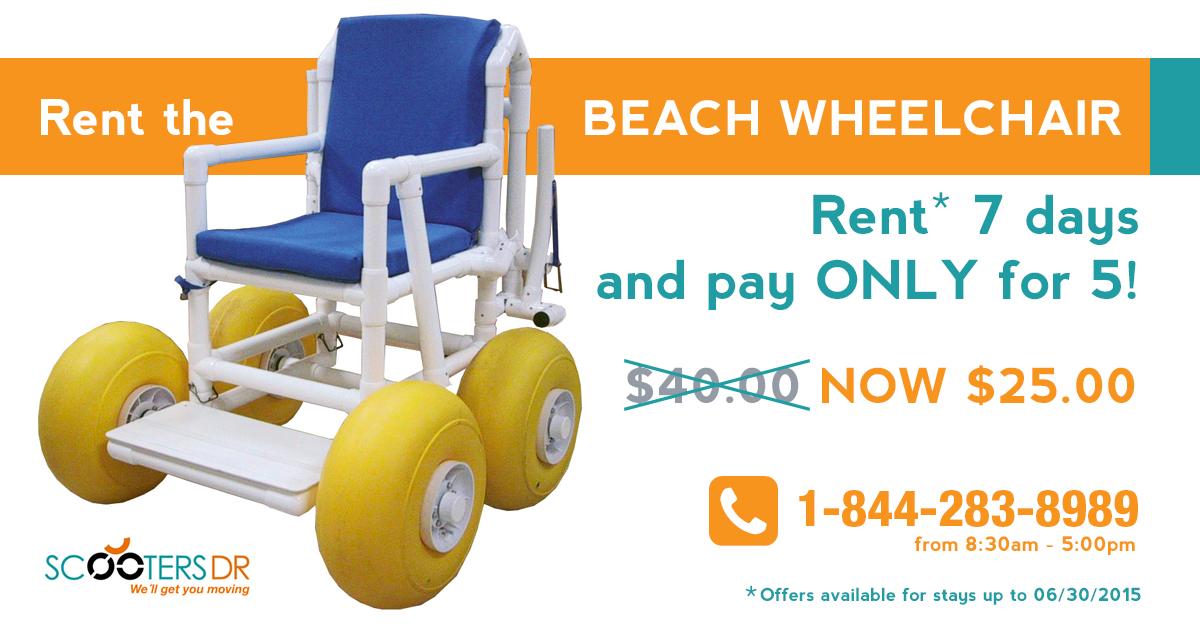#GreatOffer! #BeachWheelchair! Enjoy your vacation to the fullest with #ScootersDR, visit scootersdr.com