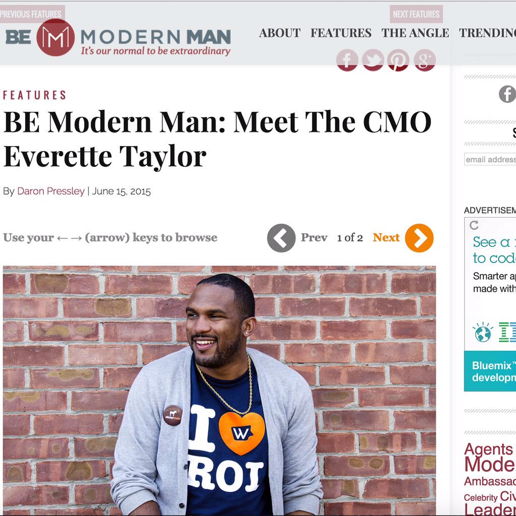 Everette's tweet image. Honored to be named @blackenterprise "Modern Man" for 2015, hope my story can inspire others bit.ly/1IFxh9l