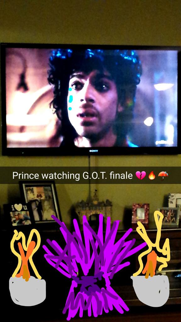 ThatSnapchatGuy's tweet photo. Game of Thrones season finale and, you guessed it, Prince got emotional #PrinceProblems #PurpleRain #PrinceOfThrones http://t.co/FF6YUZwX24
