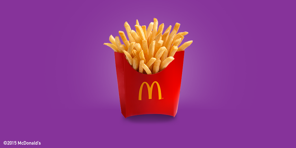 McDonalds's tweet photo. Live every Monday like it’s Fries-day. #EdibleWordstoLiveBy http://t.co/KjTbUQcQIV