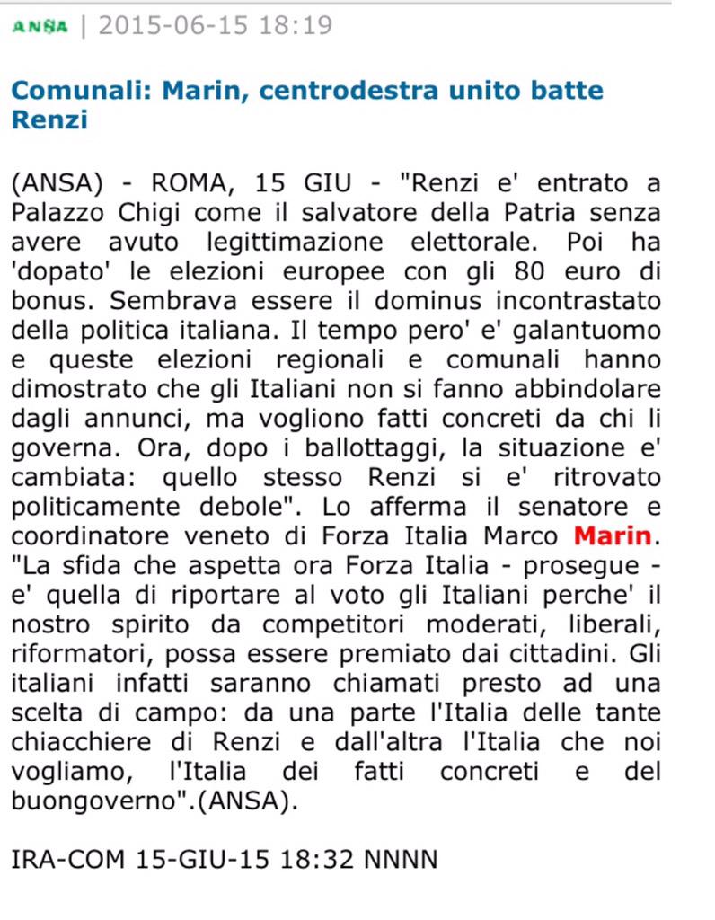 Marin63Marco's tweet photo. L'avversario è la sinistra...Noi di cdx vogliamo un'Italia diversa... #Competitori @forza_italia http://t.co/rcmmlPxbCs