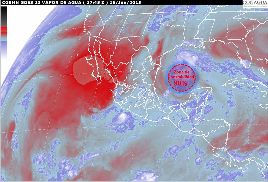conagua_clima's tweet photo. Zona de Inestabilidad en el #GolfodeMéxico presenta vientos máximos sostenidos de 50km/h y rachas de 65km/h http://t.co/5SzYB7YJPq