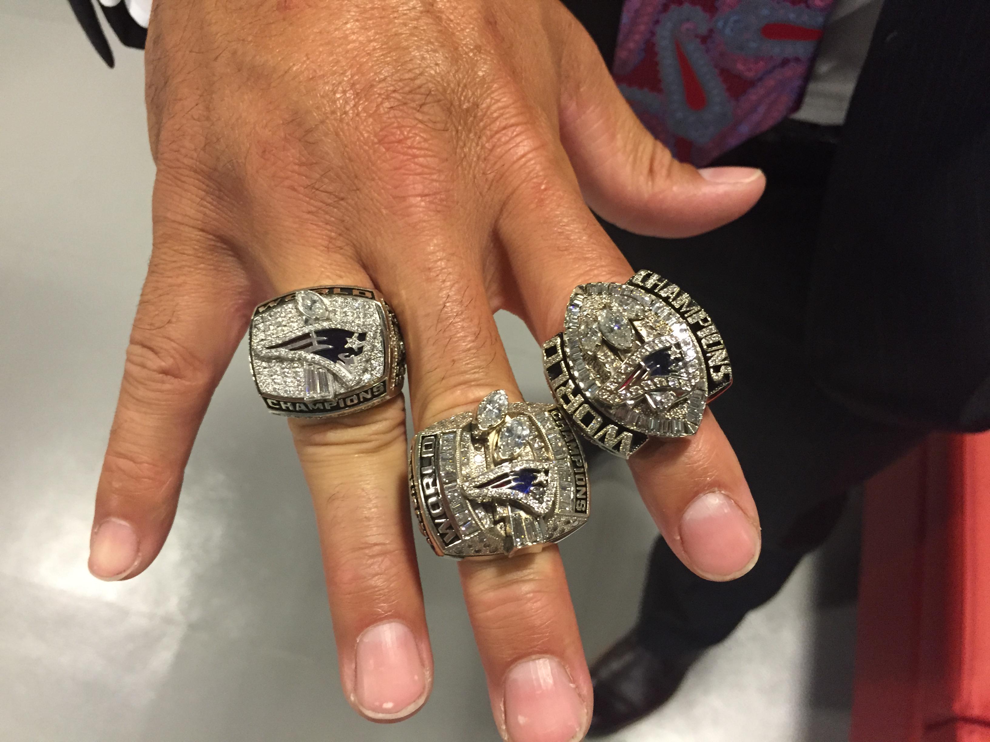 NFL on ESPN on X: 'With the @Patriots receiving their Super Bowl rings  Sunday, our Tedy Bruschi brought his bling to the office today.   / X