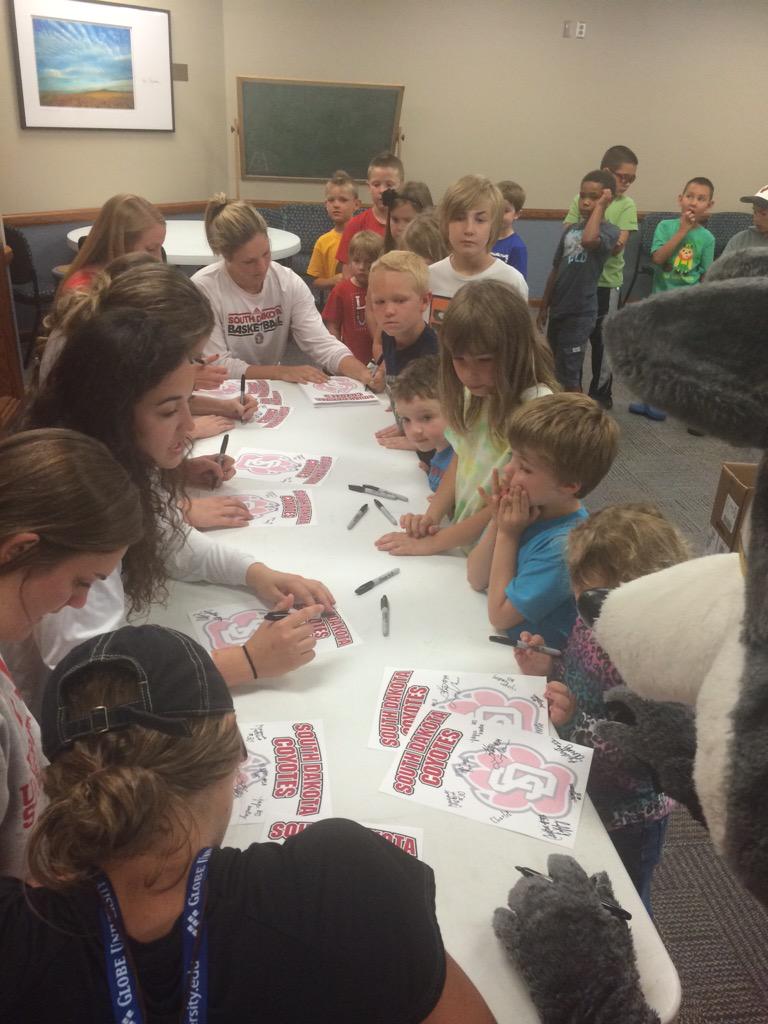 SDCoyotesWBB's tweet photo. Hero Day!!! Glad to be considered heroes in our community. Love giving back to the kids #USDCARES http://t.co/CJLYaSEeSM