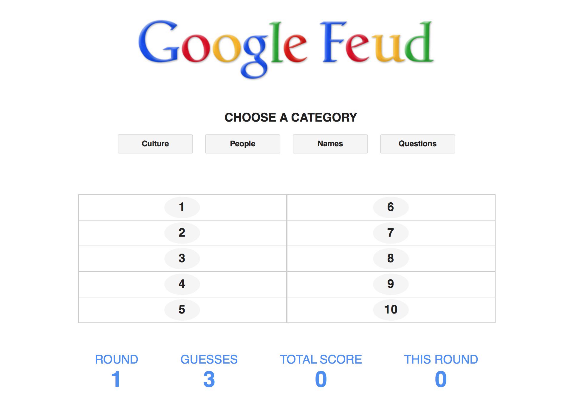 Google Feud em português