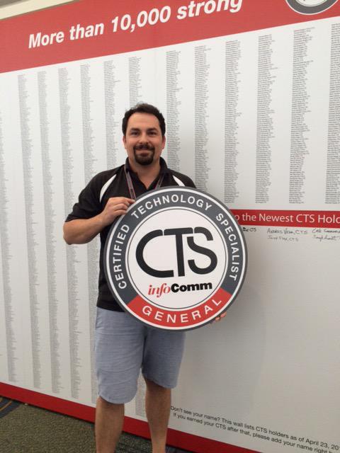 InfoComm's tweet photo. Congratulations to @jflax86 who passed his CTS exam &amp; added his name to the #CTSwall today at #InfoComm15! http://t.co/ZwQZu7Qoi6