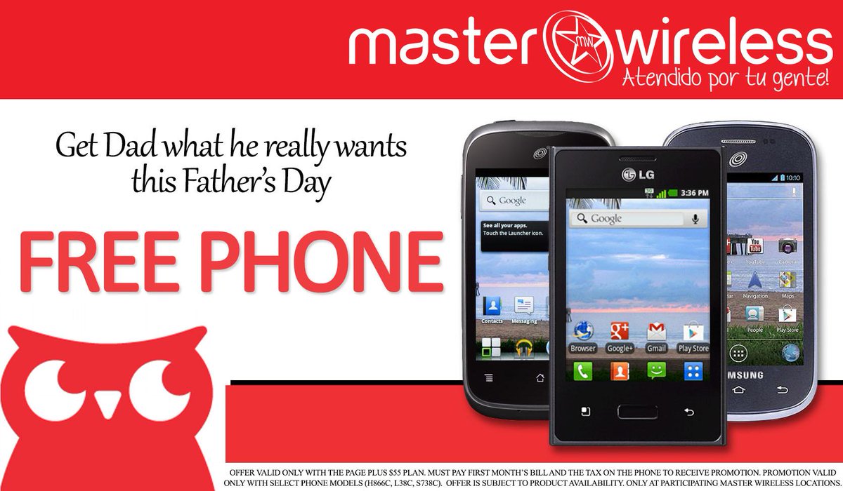 Master_Wireless's tweet photo. Make sure to get Dad what he really wants this #FathersDay, A FREE PHONE! Only at #MasterWireless. http://t.co/SwHrKNlewT