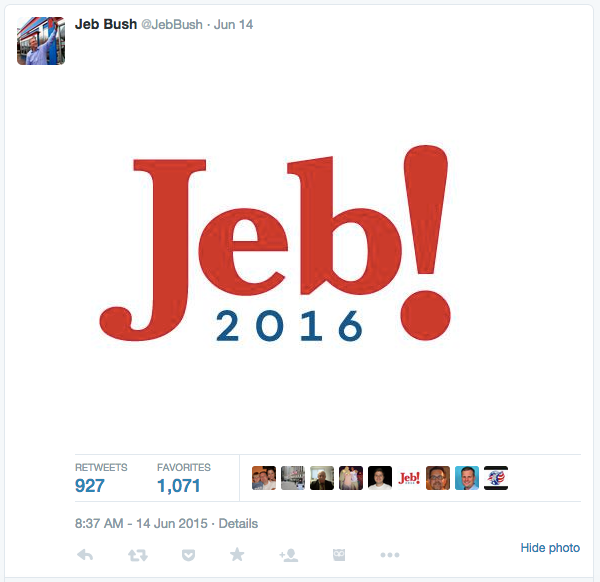 AdvatSocial's tweet photo. #JebBush Announces Presidential Campaign With Worst #Logo Ever in #Jeb! http://t.co/Fca3BJ2gv5 http://t.co/XZ71x4GbX3