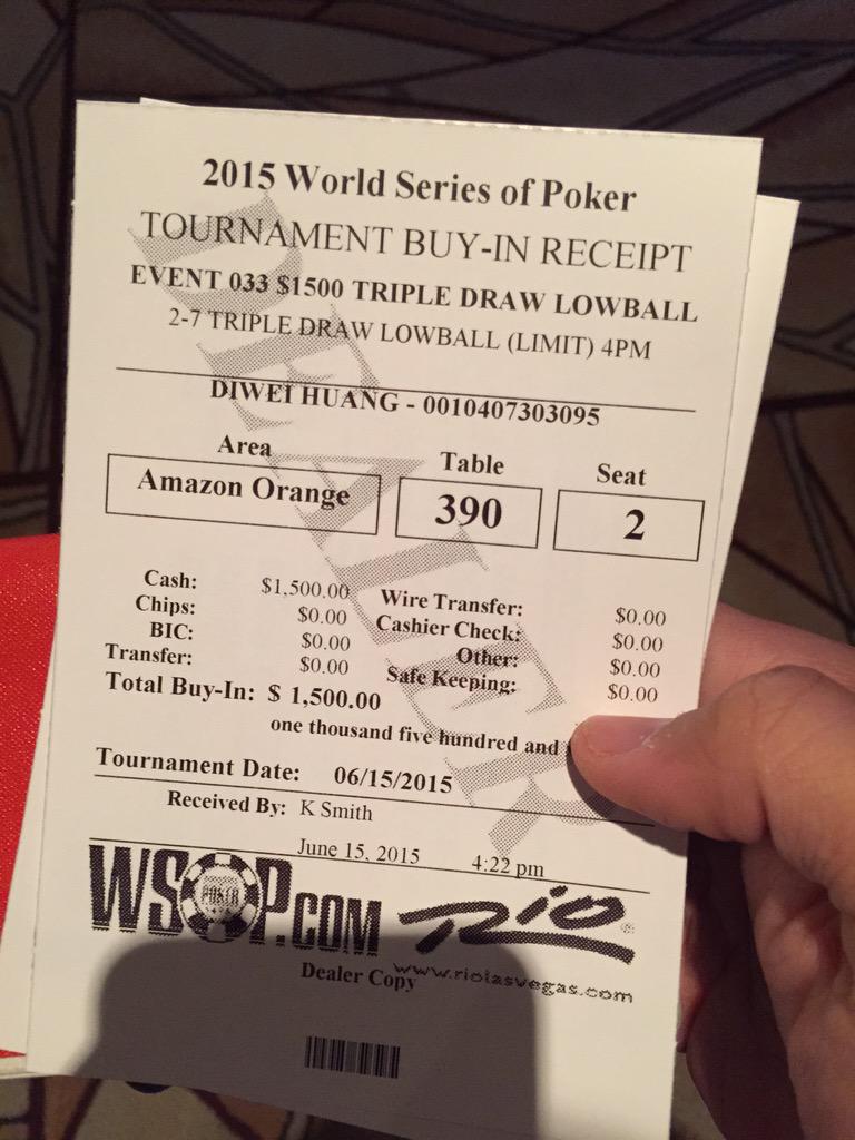 BryanHuang_'s tweet photo. One of my fav games let's see how we go! #lowball #tripledraw #2to7 #WSOP2015 http://t.co/Uf3fAWuQo0