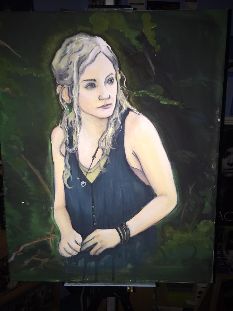 <a href="/emmykinney/">Emily Kinney</a> kween I'm painting you for you to sign!:) I hope you like it!:D still pretty early days more to do!:D
