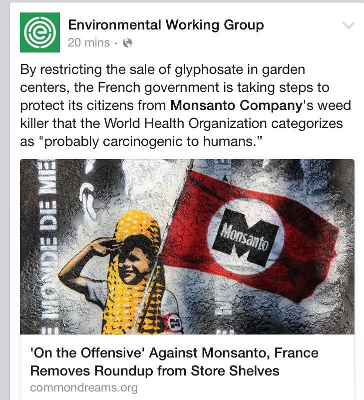 cl3an_cosmetics's tweet photo. Can the US follow France &amp; #protect us from #Monsanto ❓❗️Remove #roundup from our shelves.

http://t.co/zhKO5FX2wI http://t.co/a2ar9NQNzl