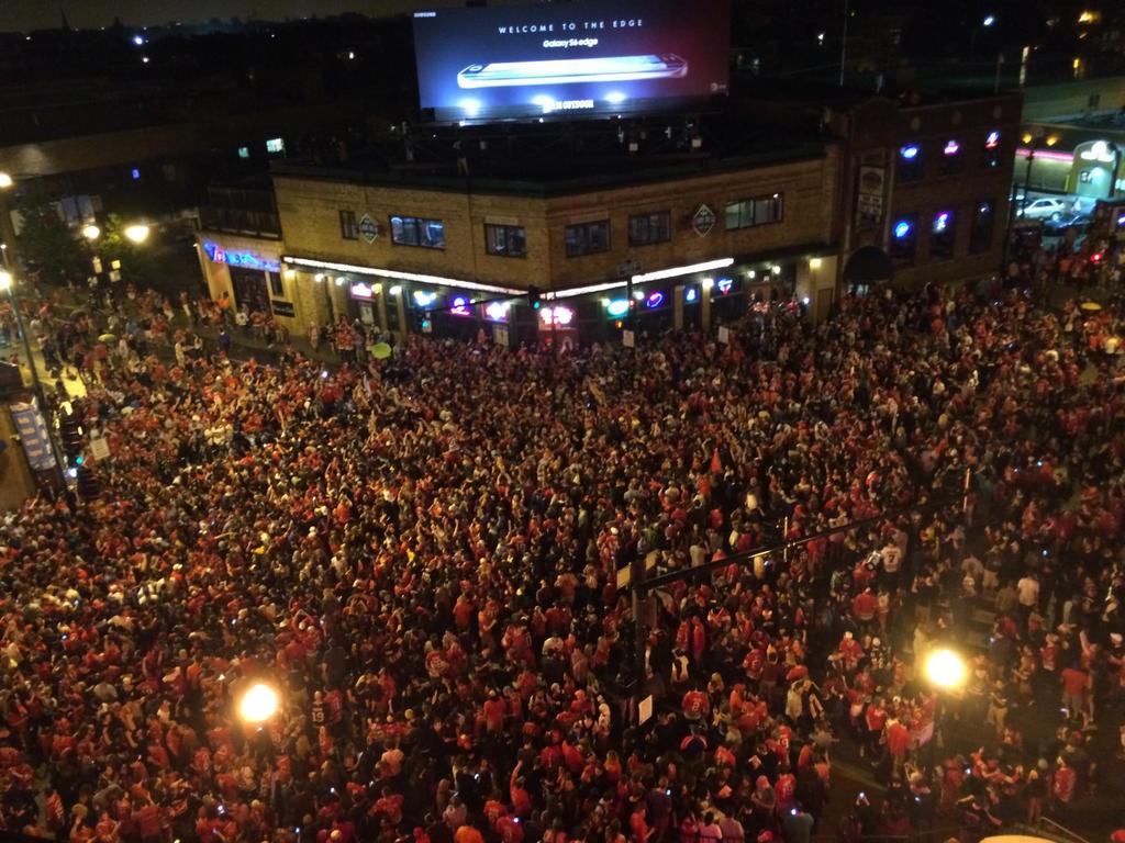 SportsCenter's tweet image. The scene outside Wrigley Field right now... (via @Cubs)